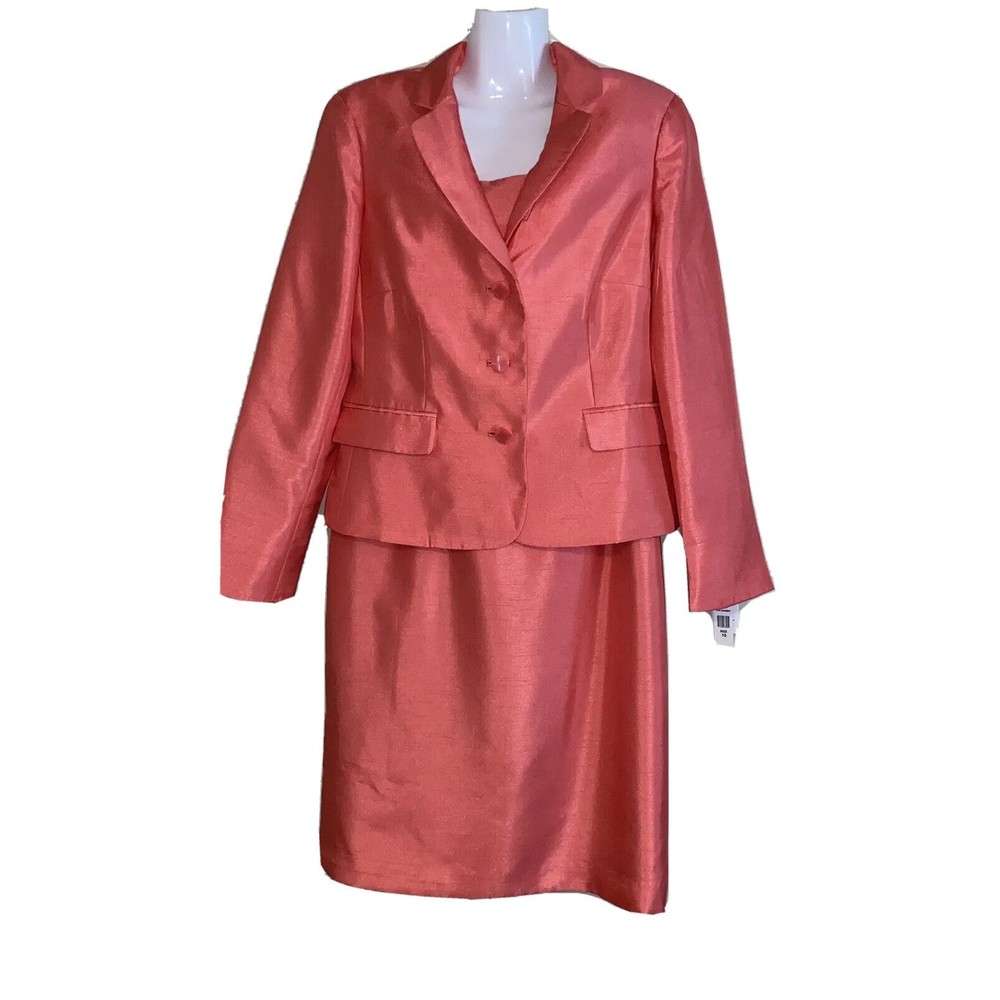 John Mayer Collection Women's Sz 10 2pc Coral Blazer  & Dress  Suit Outfit